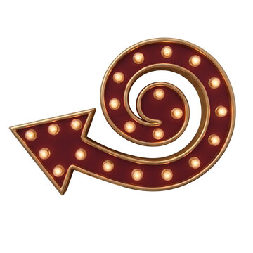 Vintage Illuminated Spiral Arrow Marquee Sign with Glowing Bulbs