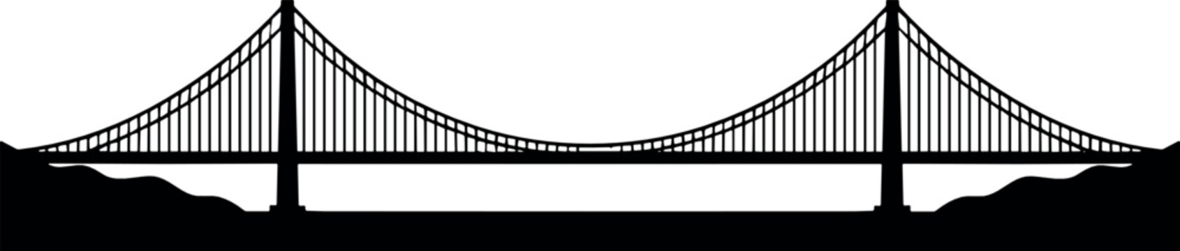 Golden Gate Suspension Bridge Silhouette Vector Landmark Architecture Suitable for San Francisco Travel Designs