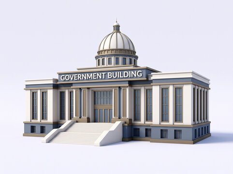 Classic domed government building on white background