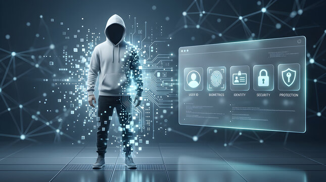 Cyber Security Hacker Personified Digital Network Security Protection Concepts