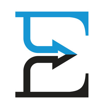 letter E east with arrow compass logo