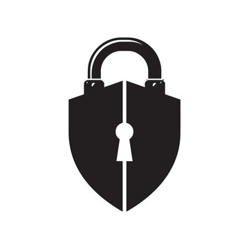 Security shield shaped padlock icon vector illustration