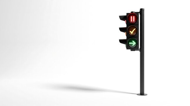 Business decision making metaphor, conceptual stoplight workflow presentation template
