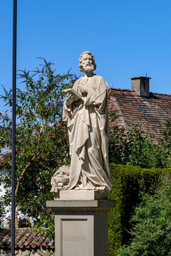 Saint Mark Statue with Lion Symbol in Reichenau, Germany