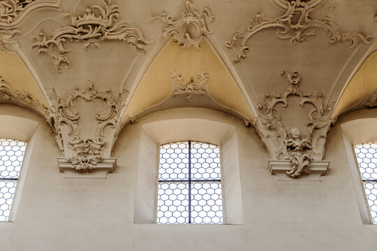 Baroque Stucco Ceiling with Arched Vaults in Historic German Church