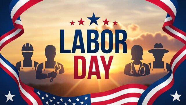 Labor Day USA Worker Appreciation Celebration with American Flags