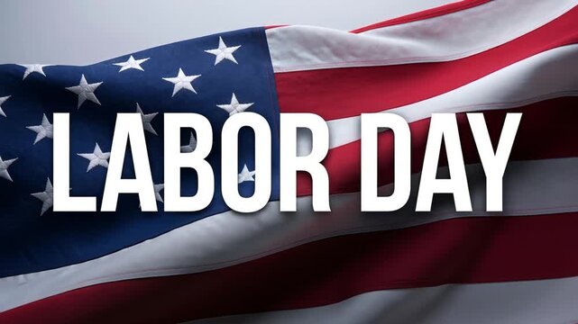 Labor Day Patriotic American Flag Background with Bold Typography
