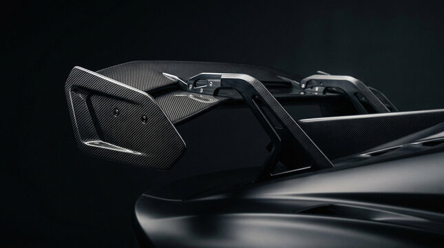 Carbon fiber rear wing of a high performance sports car