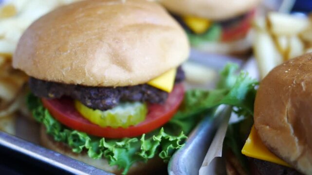 Multiple Restuarant Orders of Burgers and Fries