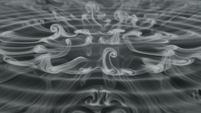 abstract white smoke spreading on reflective surface motion background loop
