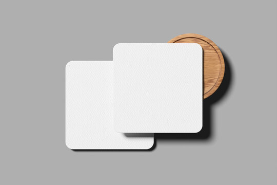 Coaster blank mockup on grey background