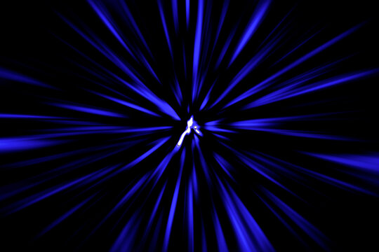 Abstract blue light speed motion background with radial zoom effect and dark center
