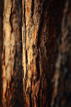 Sunlight on rustic tree bark