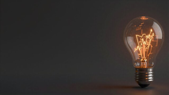 Illuminated bulb with glowing graph lines, symbolizing innovation and data insights.