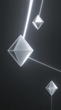 Abstract 3D Floating Octahedrons with Laser Lights Generative AI