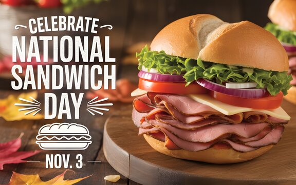Celebrate national sandwich day november 3rd with a fresh deli meat sandwich on wood surface