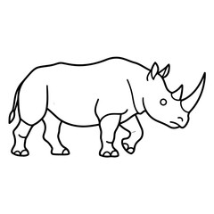 Fototapeta premium Line art illustration of a rhinoceros