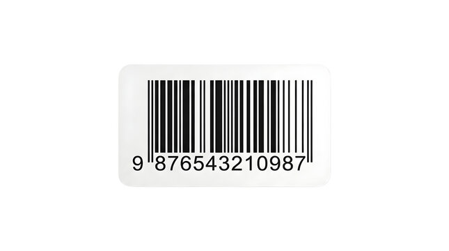 White barcode label sticker with numerical code for product packaging