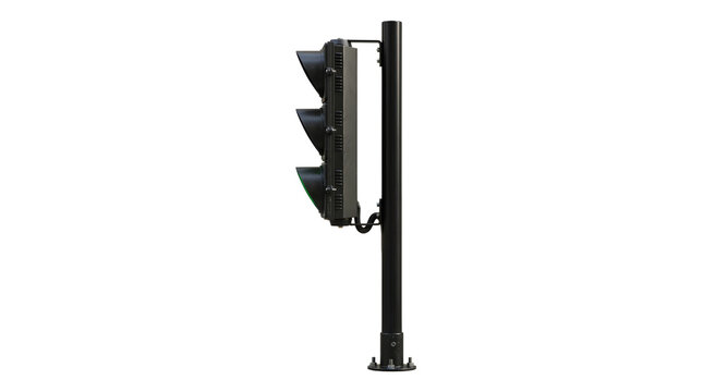 Side view of street traffic light pole showing green signal