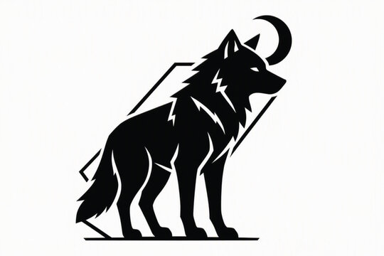  Celestial Geometric Wolf Silhouette Tattoo Flash