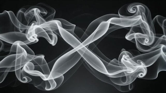 abstract white smoke waves crossing black background slow motion fluid smoke trail mist fog