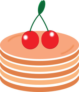 A delightful illustration of a delicious layered cake topped with vibrant red cherries, perfect for birthdays, celebrations, and sweet dessert concepts