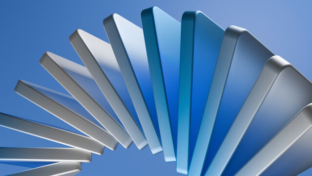 3D abstract blue rectangular tiles arrayed in dynamic wave formation. Perfect for modern tech backdrops, UI presentation, and corporate website designs