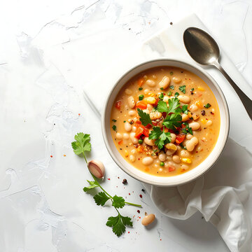 A bowl of creamy Fasolada (traditional bean soup)