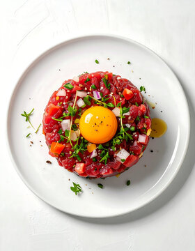 A plate of  Steak Tartare