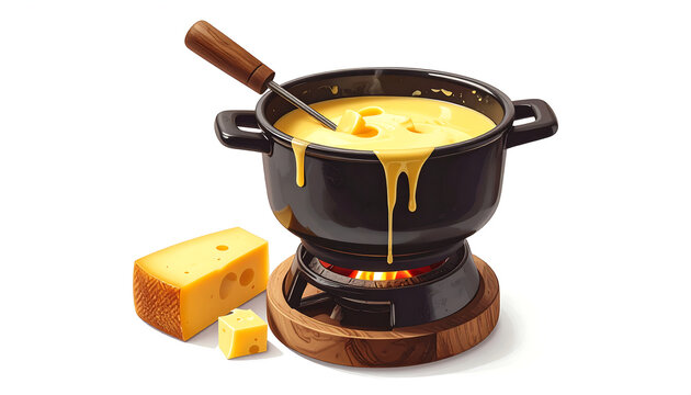 Swiss cheese fondue pot