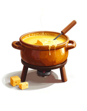 Swiss cheese fondue pot