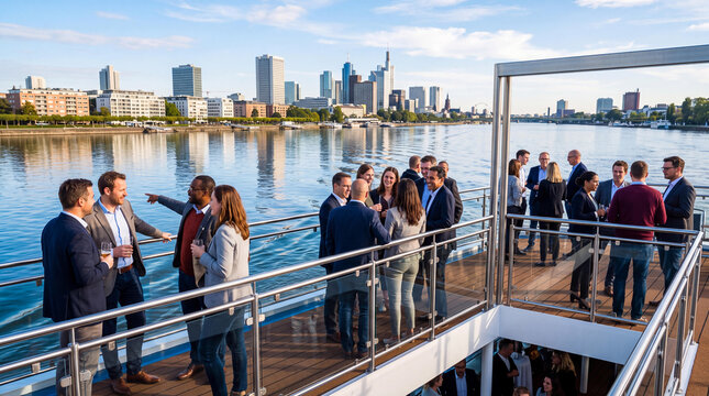 Corporate team outing on a river cruise