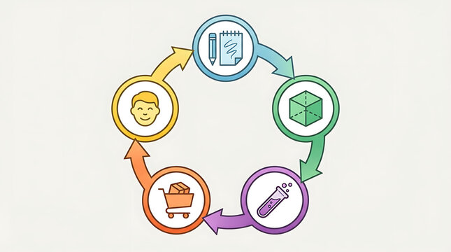 Five step circular flow for Product Development