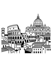 Obraz premium Vector Silhouette The distinct, historical of Rome