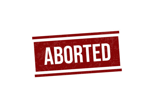 Red aborted stamp or label with bold text isolated on transparent background