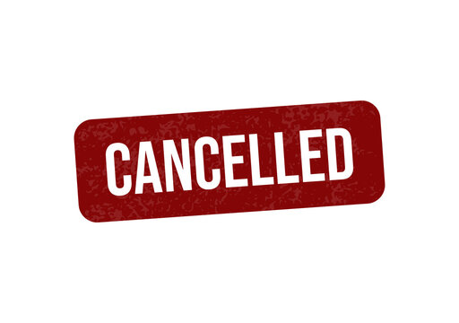 Red cancelled stamp or badge with bold text isolated on transparent background