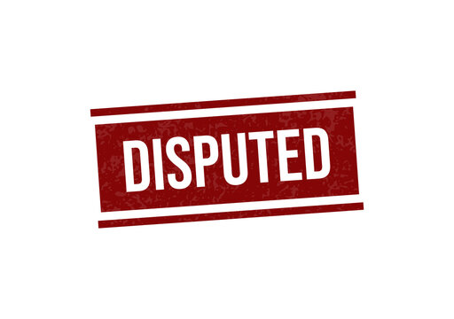 Red disputed stamp with bold white text isolated on transparent background