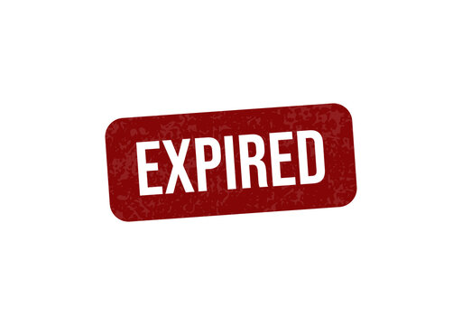 Red expired label with bold white text isolated on transparent background
