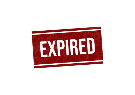 Red expired stamp badge with bold white text isolated on transparent background