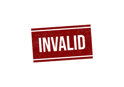 Red invalid stamp with distressed edges isolated on transparent background