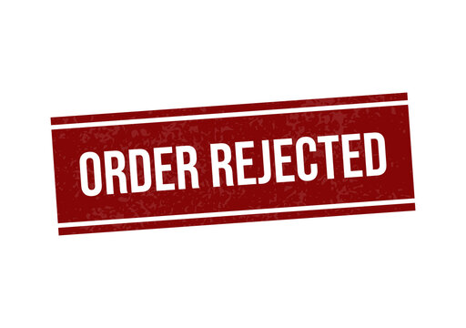 Red order rejected stamp with bold text isolated on transparent background