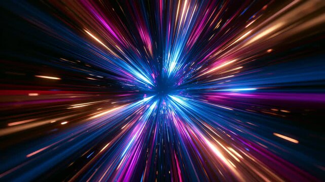 Neon Blue and Violet Starburst Light Explosion 4K