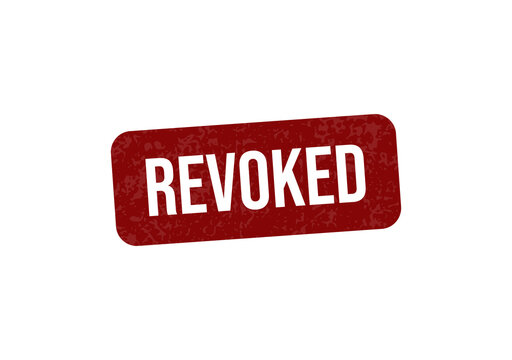 Red revoked stamp badge with bold text isolated on transparent background