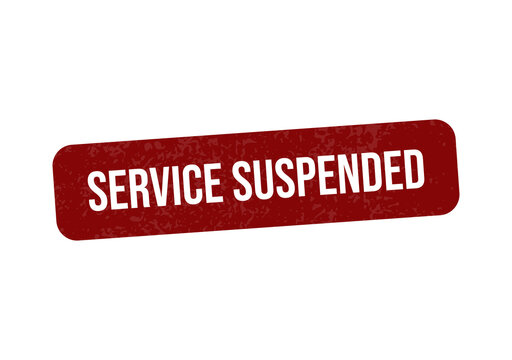 Red service suspended warning banner isolated on transparent background