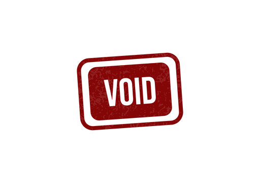 Red void stamp or badge with white text isolated on transparent background