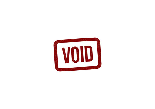Red void stamp with bold white text isolated on transparent background