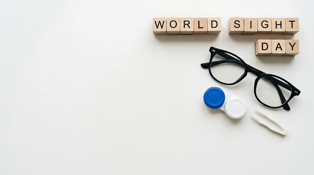 World sight day concept with glasses and contact lenses