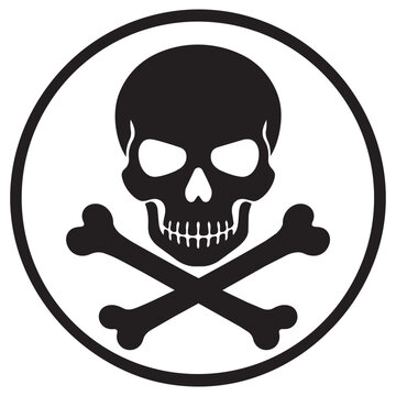 Skull and Crossbones Vector Icon in Circular Frame