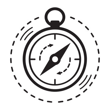 Compass icon vector illustration in black and white line art style