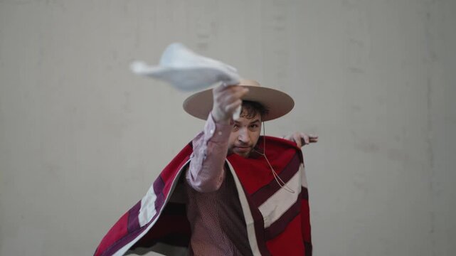 Chilean Huaso Dancing Cueca During Fiestas Patrias National Independence Celebration in Chile